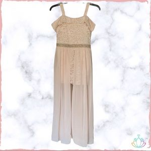 Cream Girl's Long Back Strap Romper size 14